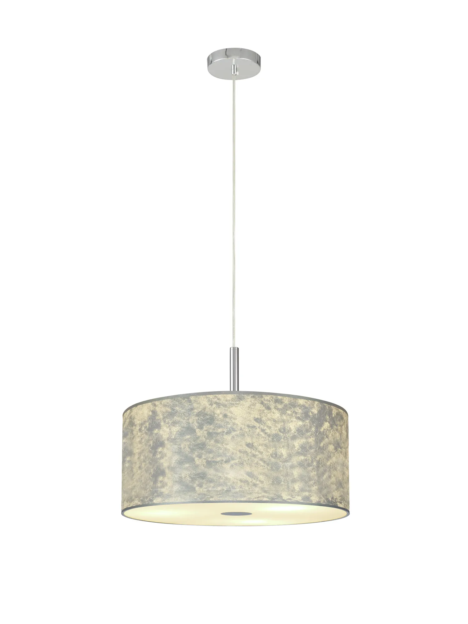 Baymont 40cm 3 Light Pendant Polished Chrome, Silver Leaf, Frosted Diffuser DK0796  Deco Baymont CH SL